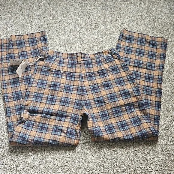 NWT Mother Denim Pleated Maven Prep Sneak Trousers In Delta Dawn Plaid size 30 - Picture 2 of 9